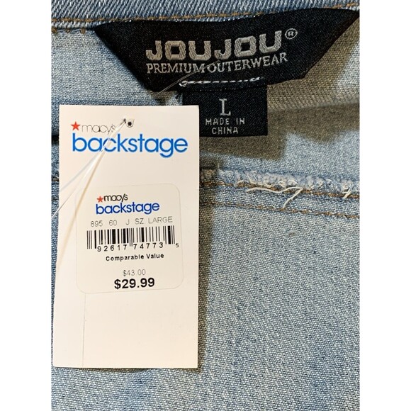 Jou Jou Premium Outerwear Stretch Denim Jacket New With Macy's Backstage Tag L - Picture 4 of 16